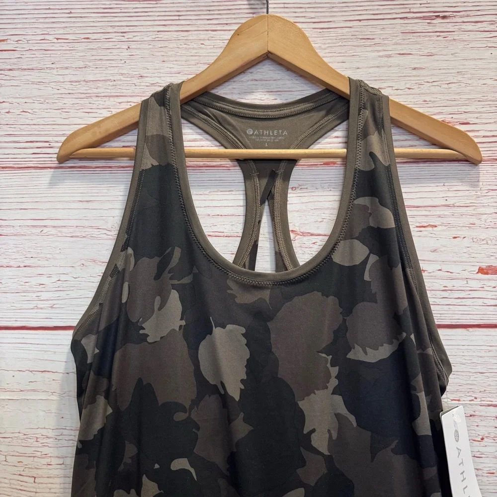 NWT Athleta Limitless Camo Keyhole Tank in Arbor Olive Sz L - Picture 5 of 14